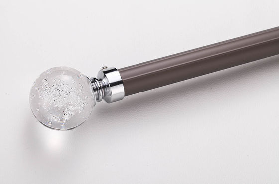 سعر جيد Aluminum Material Grey Color Modern Design Fancy Curtain Rod With Crystal End Cap على الانترنت